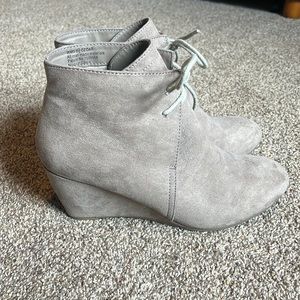 Tan suede wedge booties, GREAT CONDITION